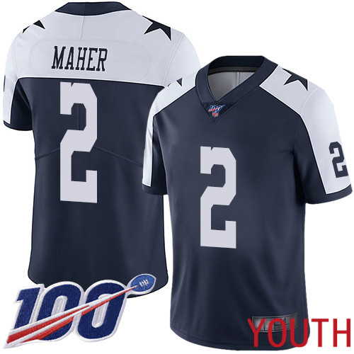 Youth Dallas Cowboys Limited Navy Blue Brett Maher Alternate #2 100th Season Vapor Untouchable Throwback NFL Jersey->youth nfl jersey->Youth Jersey